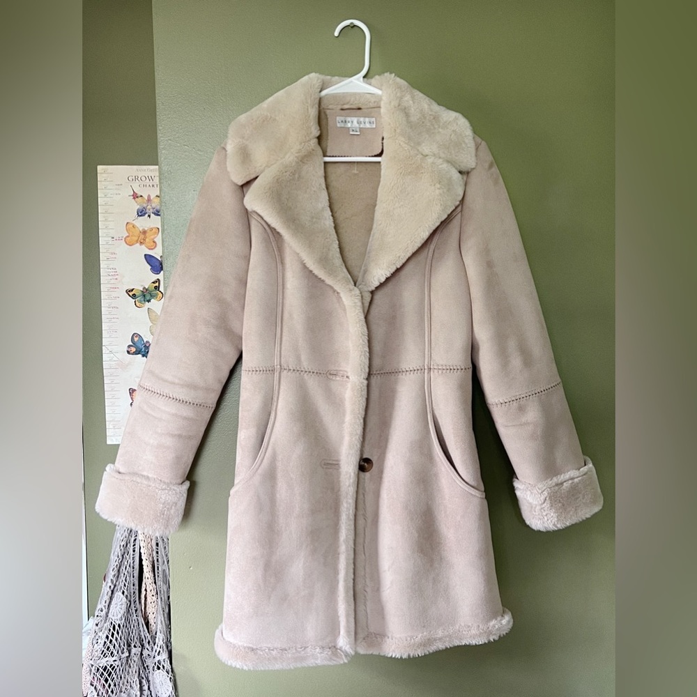 Vintage Y2K Boho Hippie Vegan Faux Fur Penny Lane Coat Brown Tan XS